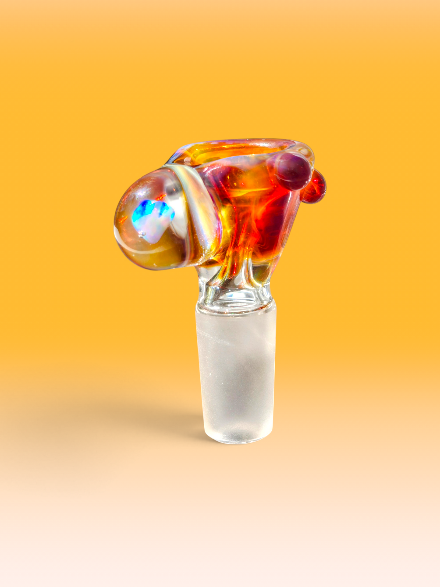 amber glass opal handled 14mm bowl with river sediment swirls