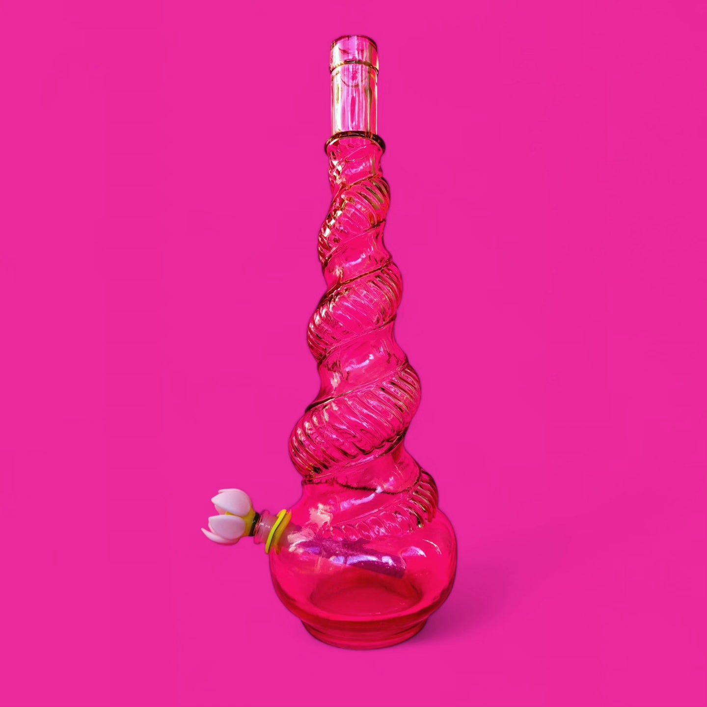 60s italian pink glass serpentine genie bottle bong