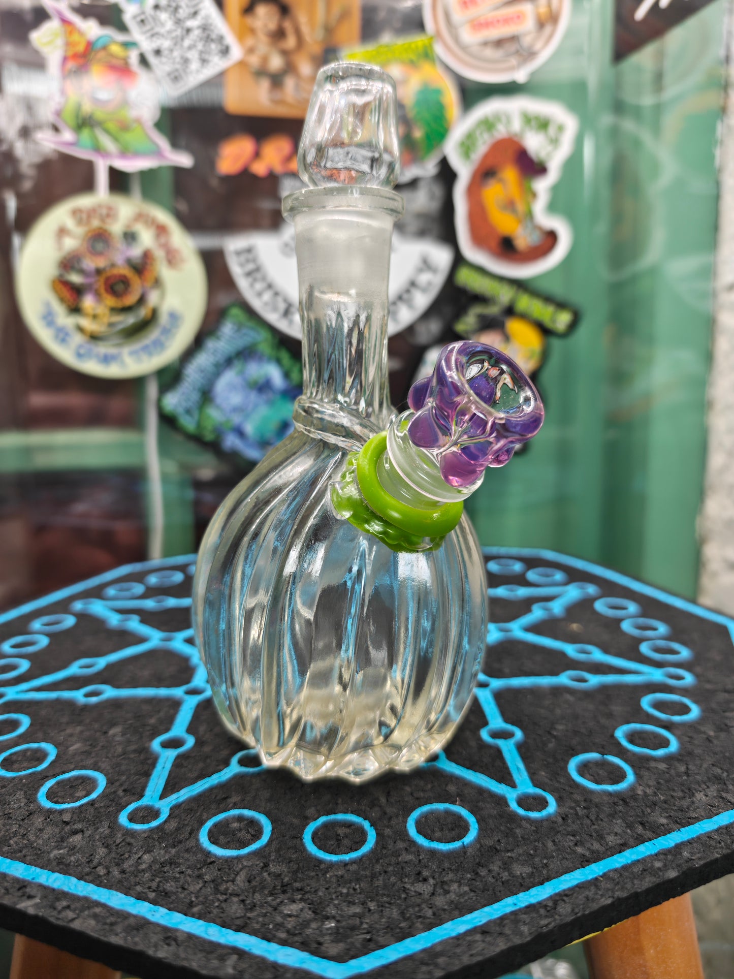 early 1900s hand blown glass medicines decanter