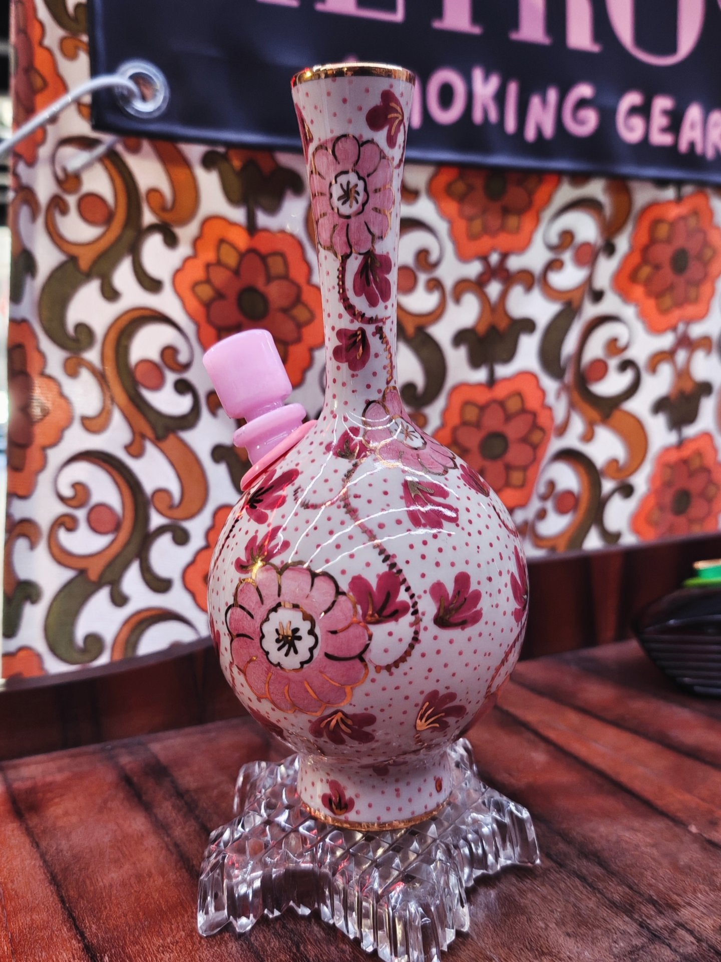 1940s pink floral zenith bong