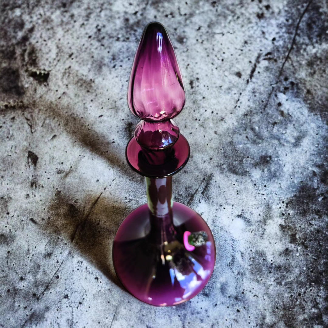 massive retro hand blown amethyst glass genie bong