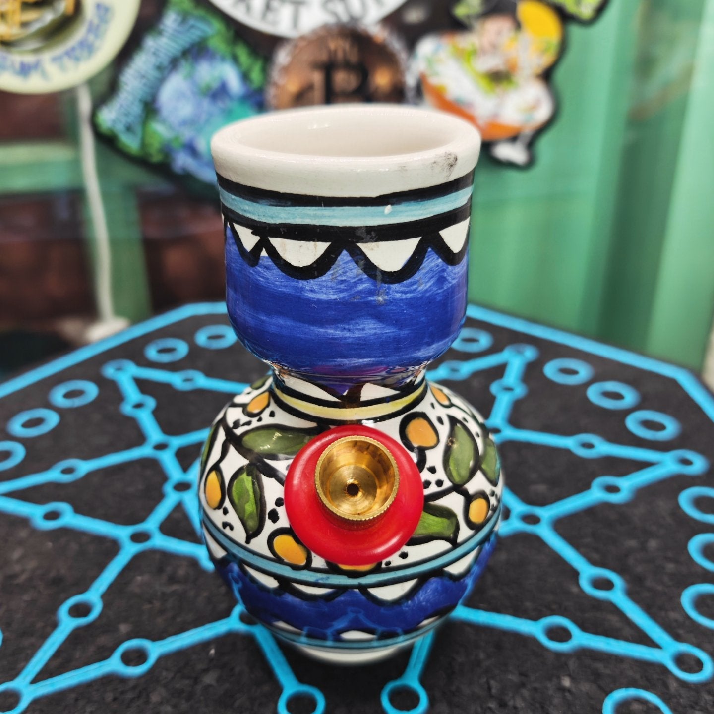 hand painted mexican bong vase
