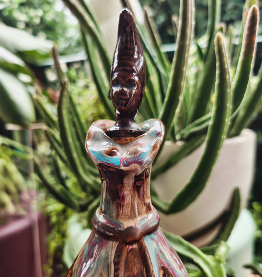 lady luck of brisbane ceramic bong with pink crescent moon bowl