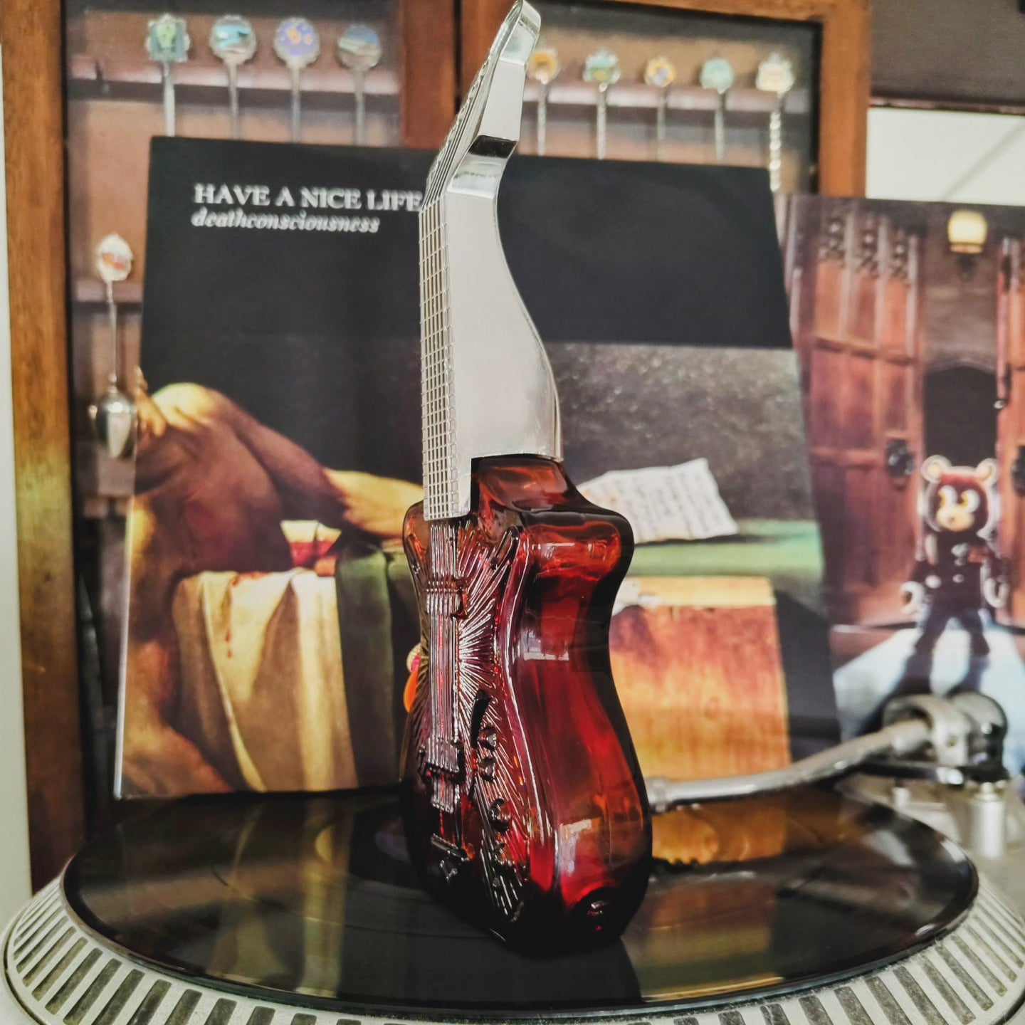 70's amber glass electric guitar bong aka jon bong jovi