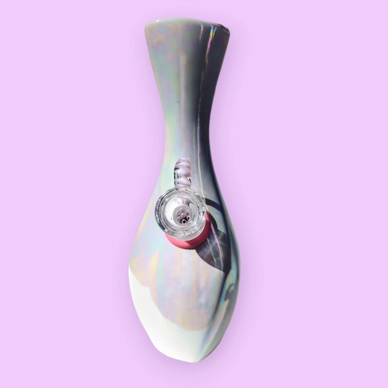 1960s hand painted Italian ceramic vase with opalescent glaze