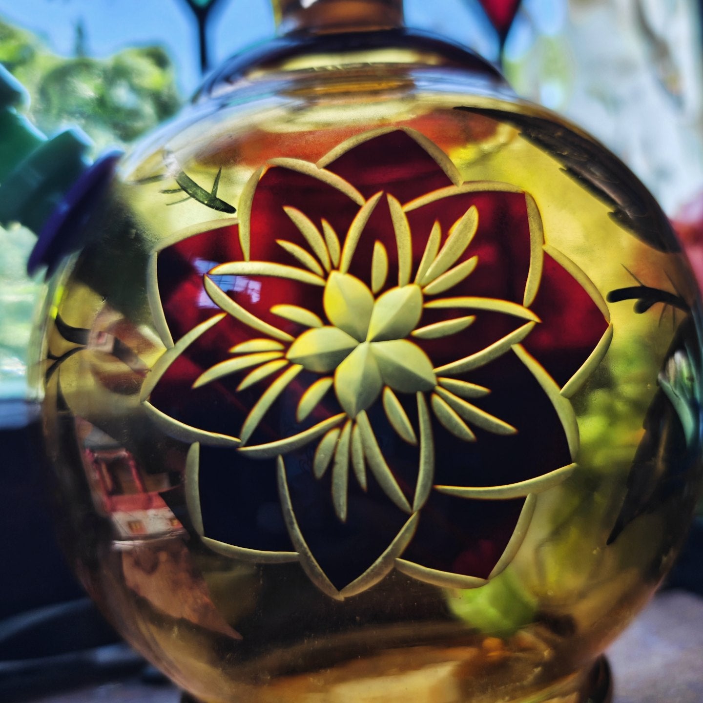 antique amber glass decanter bong