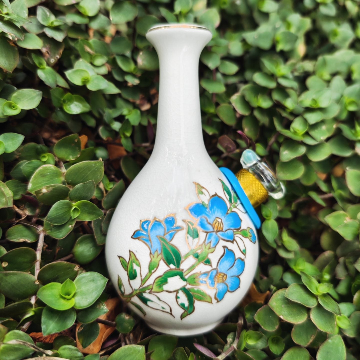 early 1900s japanese satsuma flower bong vase