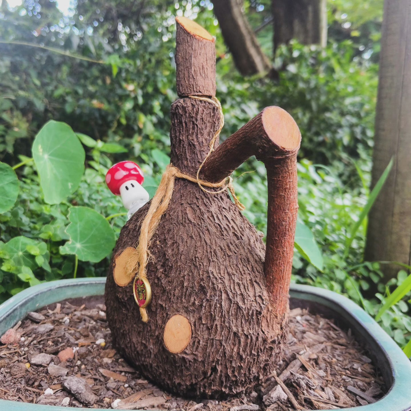 vintage rindenschmid bark decanter bong with mushroom bowl