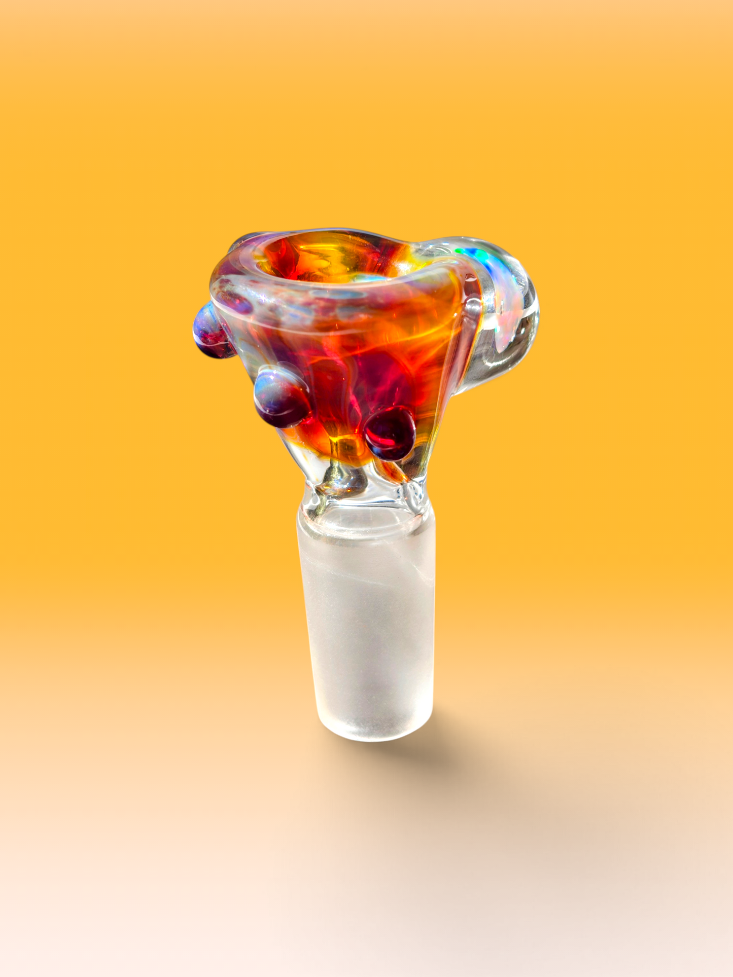 amber glass opal handled 14mm bowl with river sediment swirls