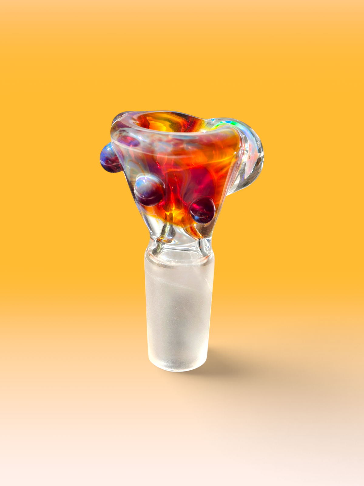 amber glass opal handled 14mm bowl with river sediment swirls