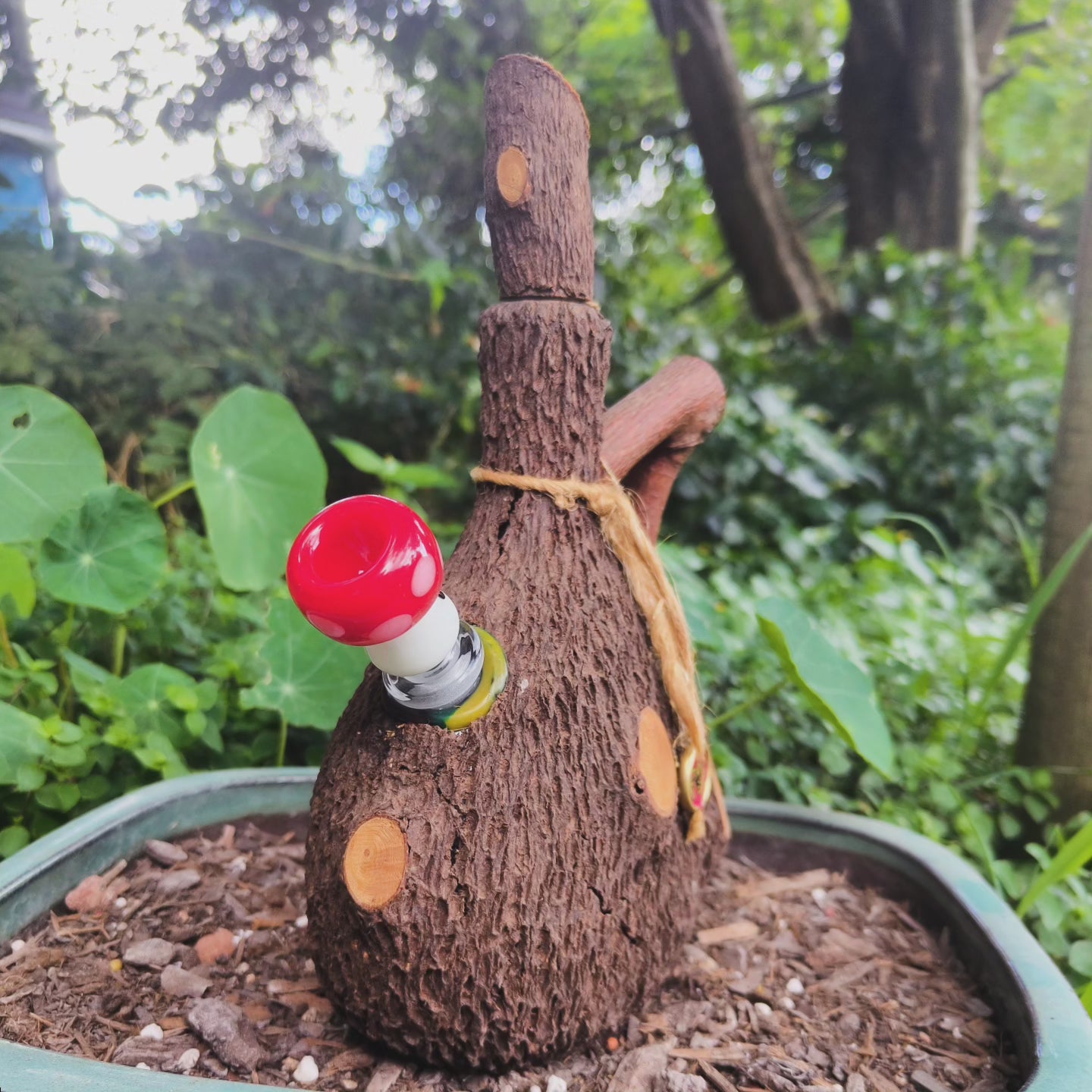 vintage rindenschmid bark decanter bong with mushroom bowl