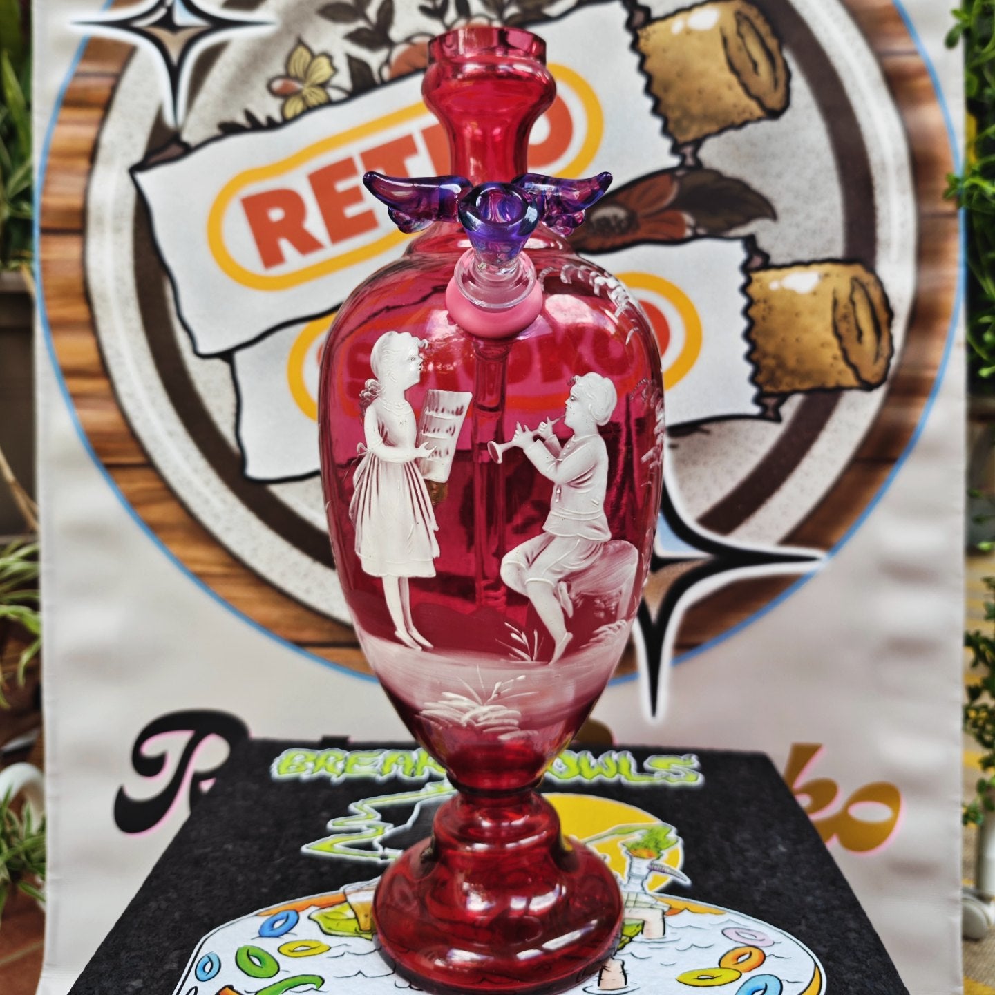 1890s mary gregory urn vase bong