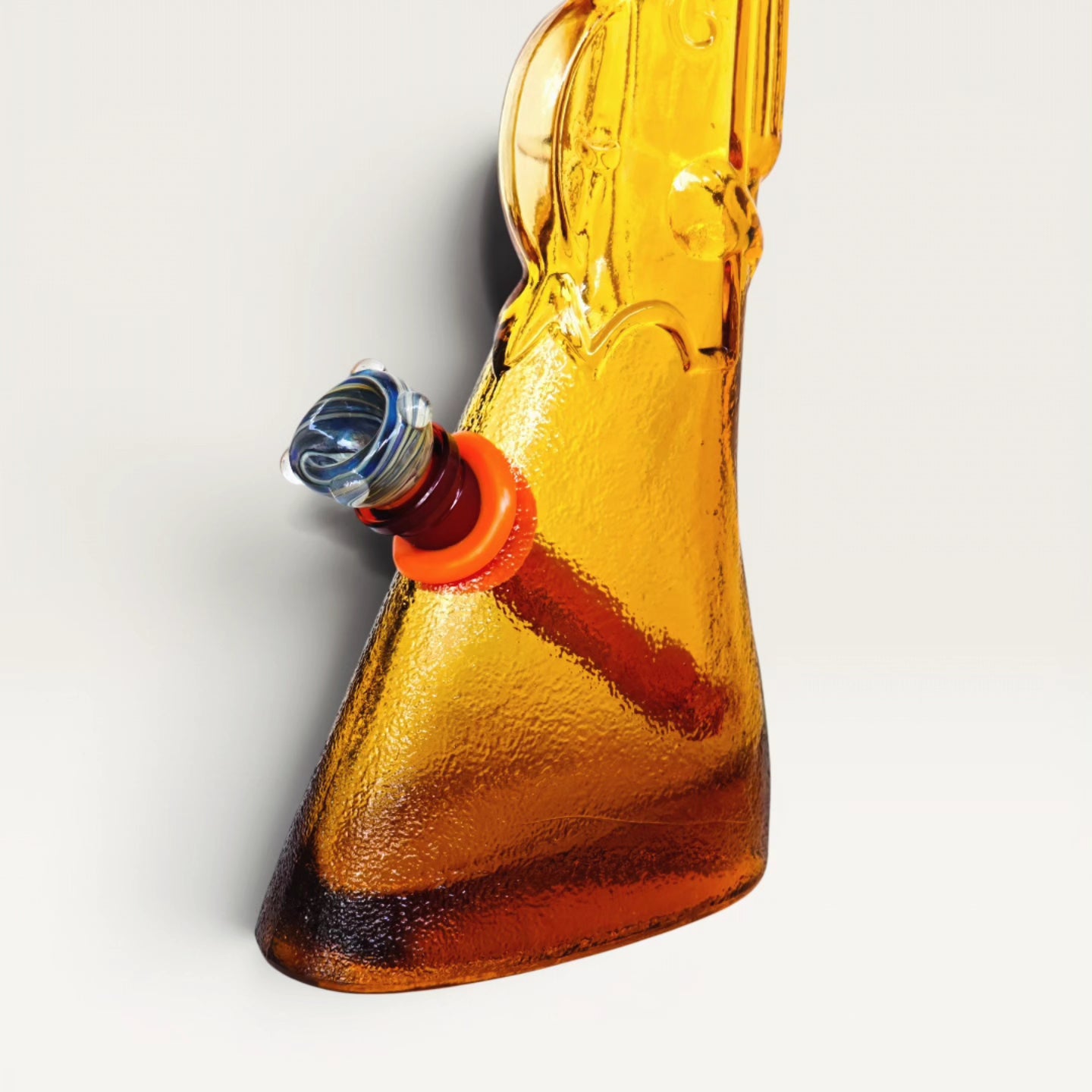 1976 vintage amber glass italian chianti rifle bong