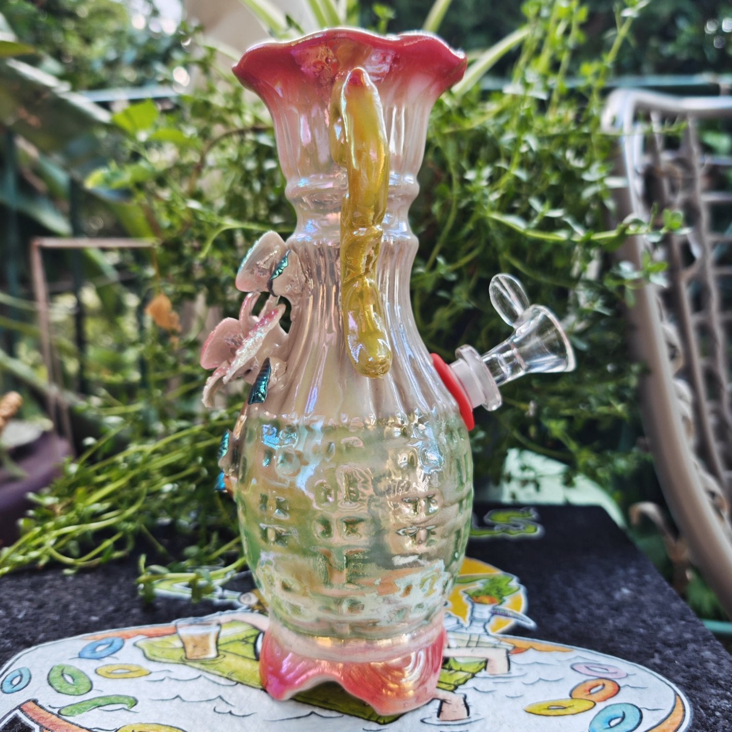 retro glitter flower super bong
