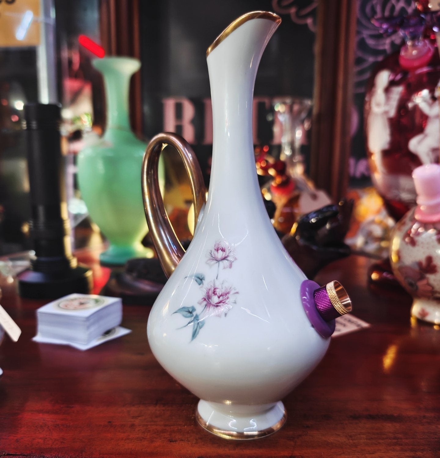 vintage western germany beauty and the beast vase bong