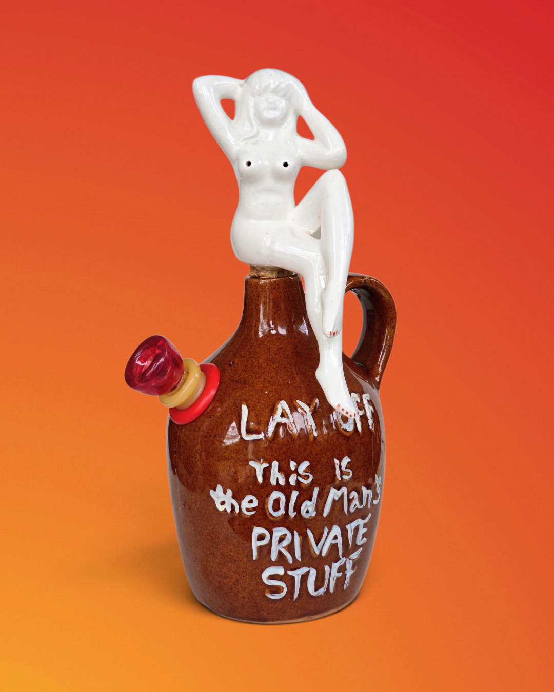 1950s japanese old man's stash bong with nude lady stopper