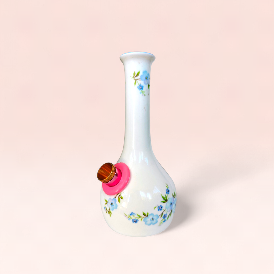 1960s fine bone china crown staffordshire 'roch garden' bud vase bong