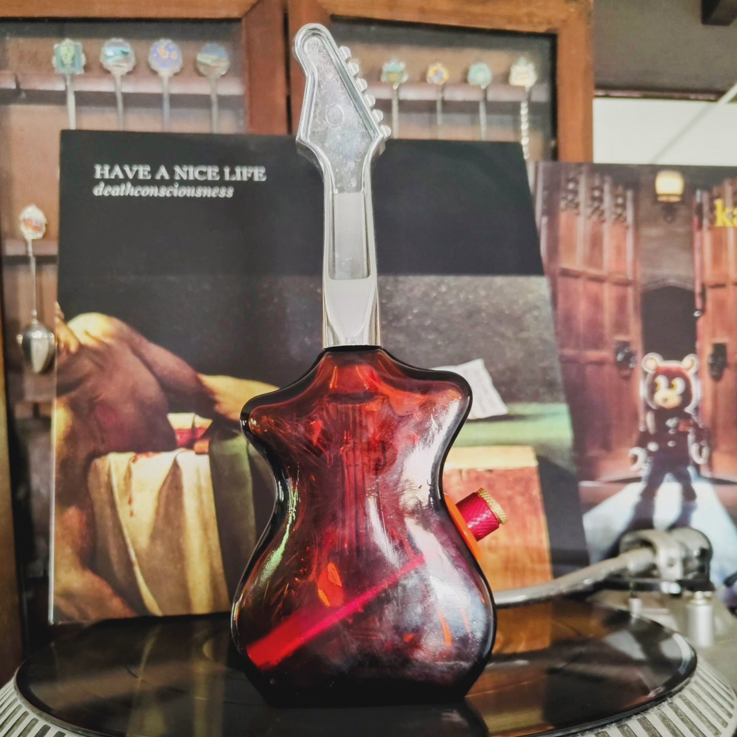 70's amber glass electric guitar bong aka jon bong jovi