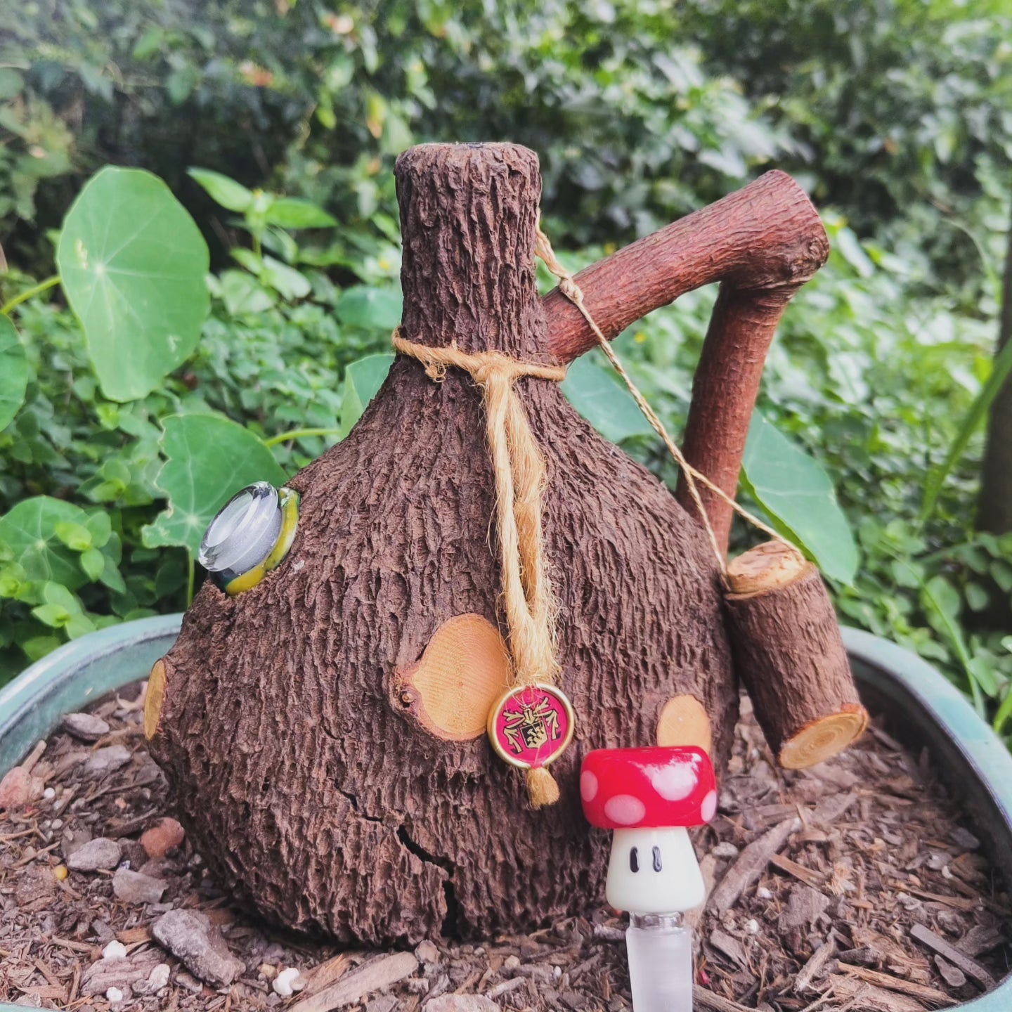 vintage rindenschmid bark decanter bong with mushroom bowl