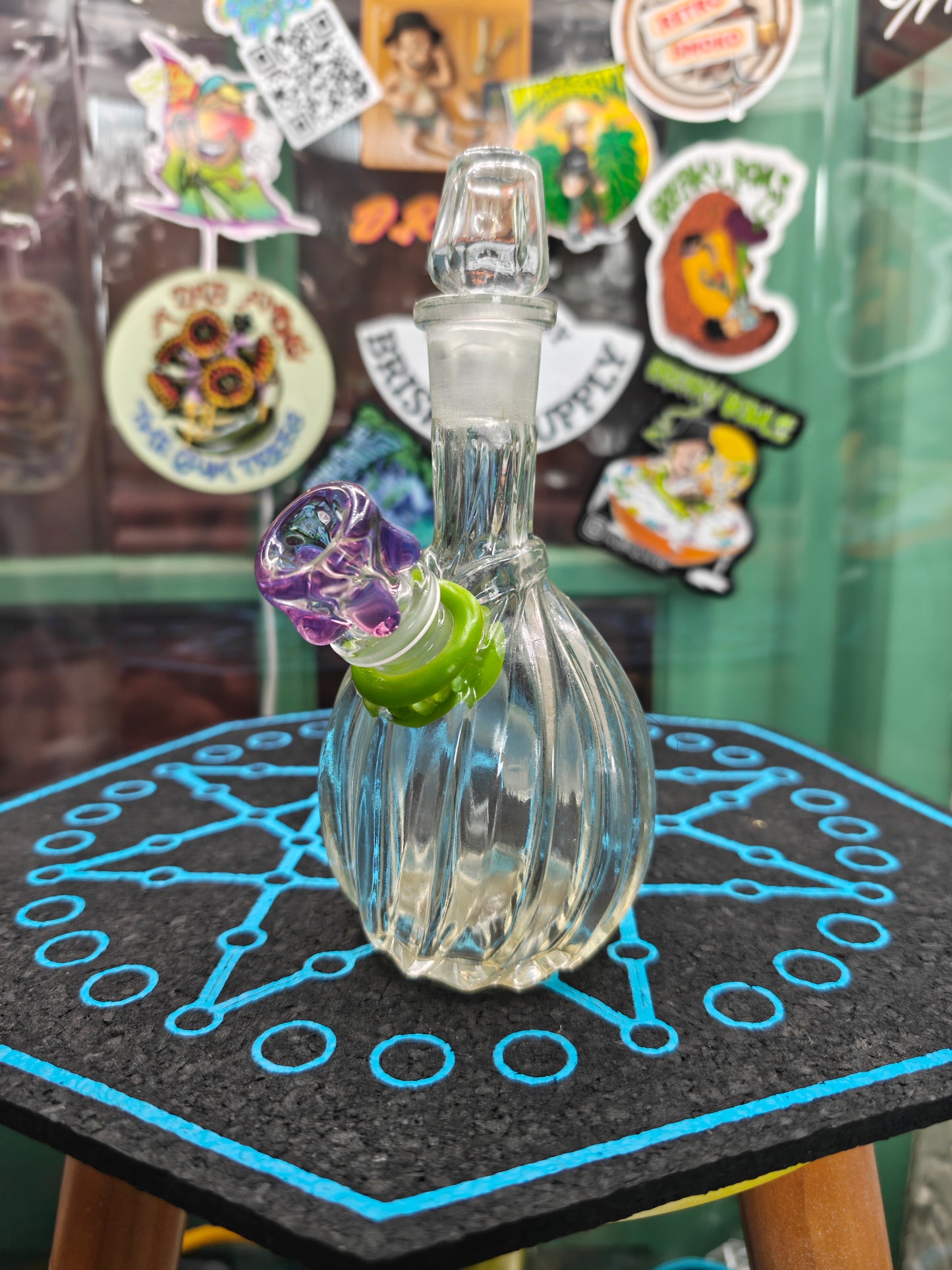 early 1900s hand blown glass medicines decanter