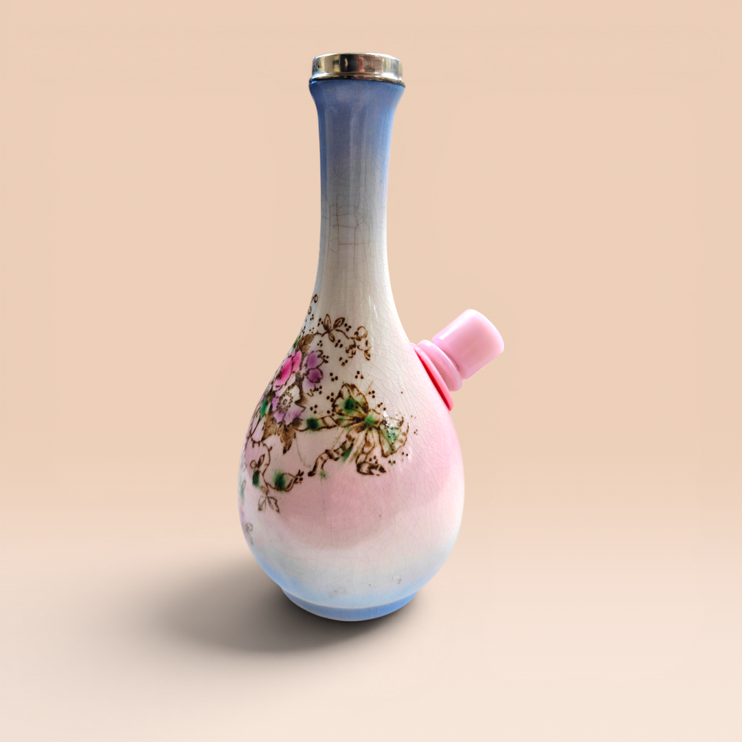 1880s sterling silver and china flower bong