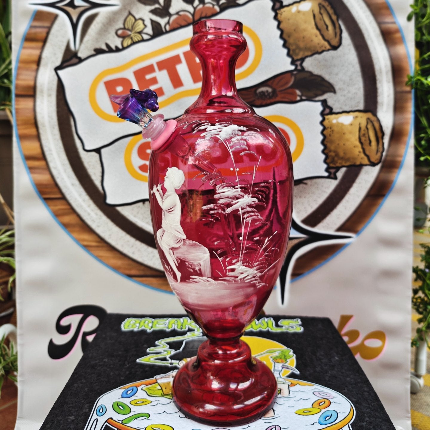 1890s mary gregory urn vase bong