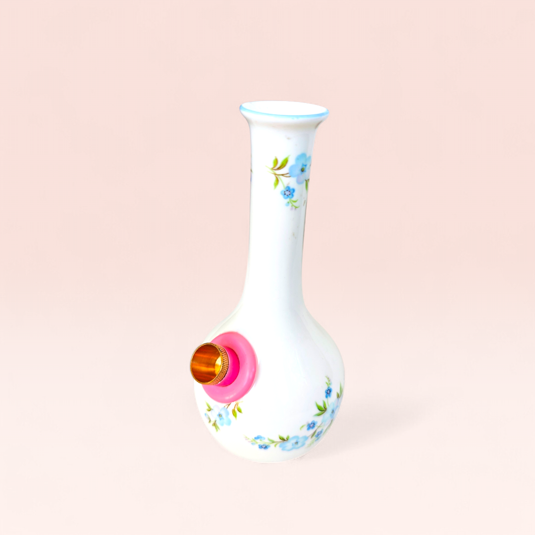 1960s fine bone china crown staffordshire 'roch garden' bud vase bong