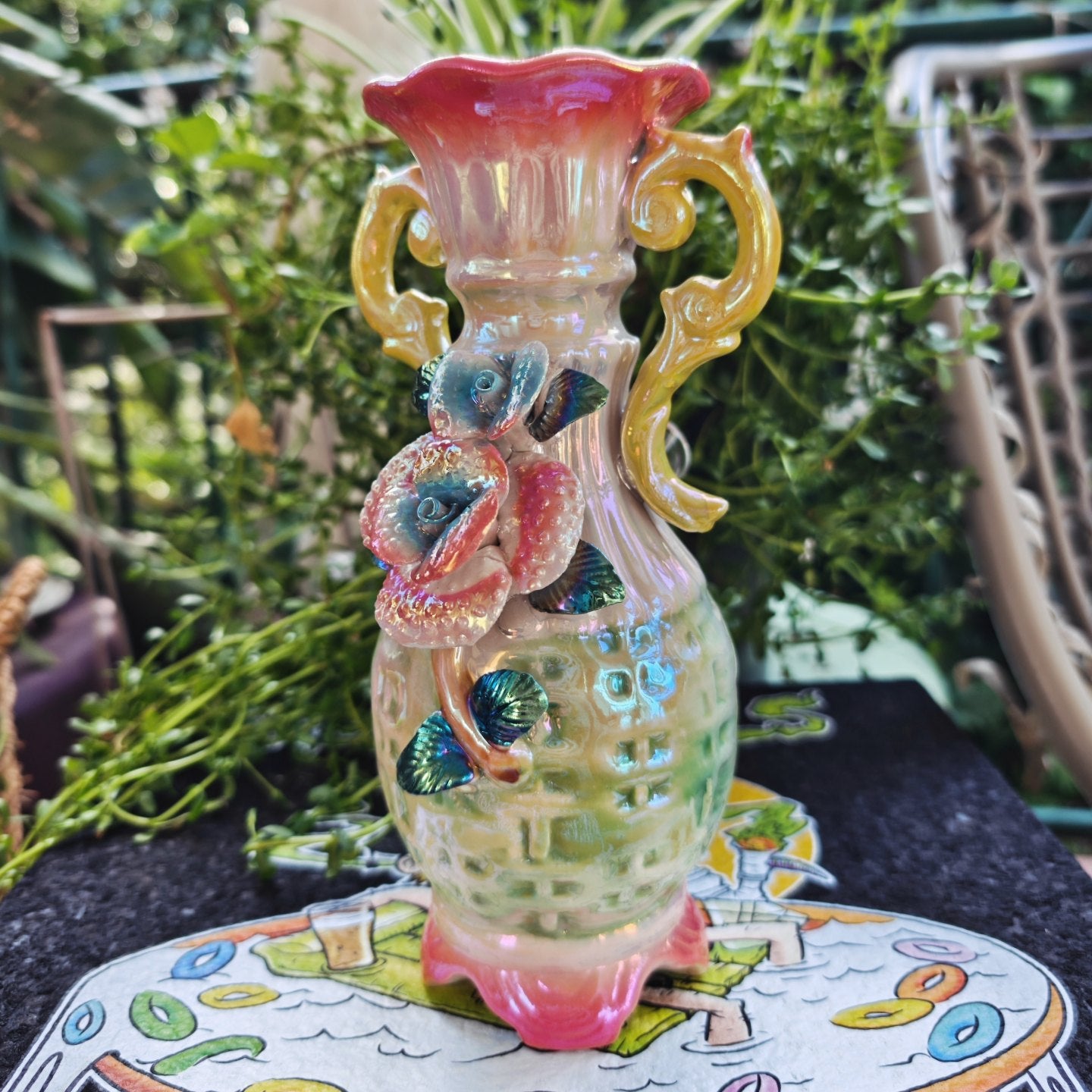 retro glitter flower super bong