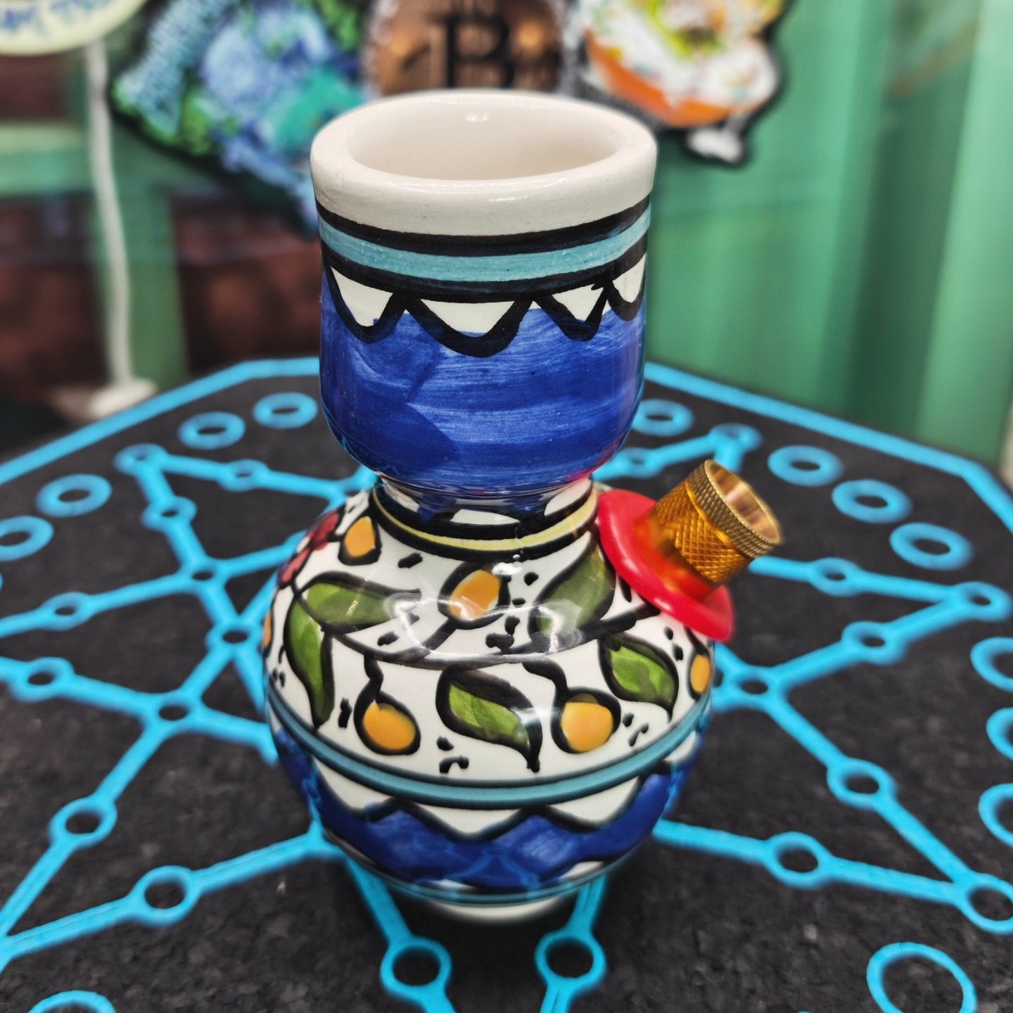 hand painted mexican bong vase