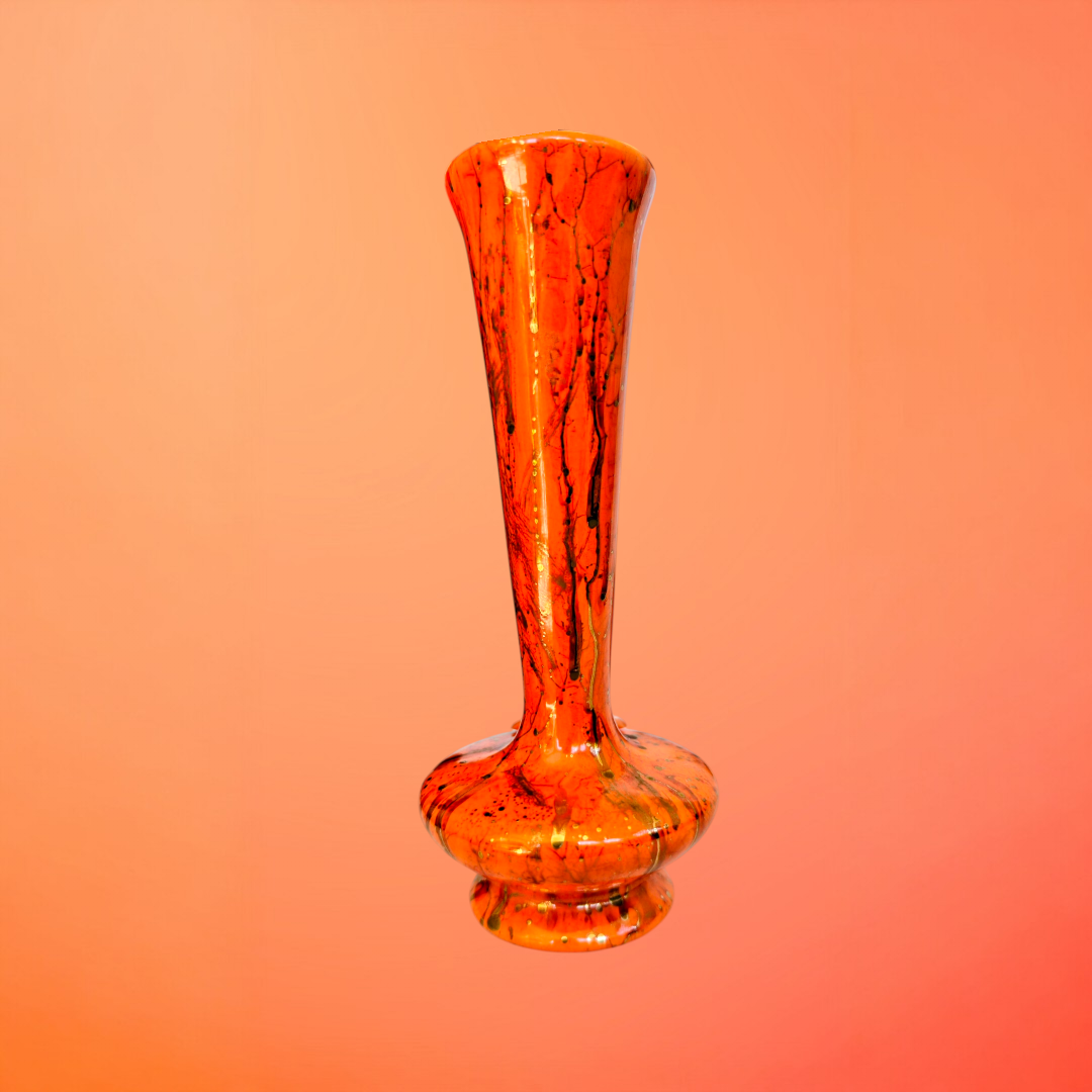 super old west german trumpet neck vase bong with splatter glaze