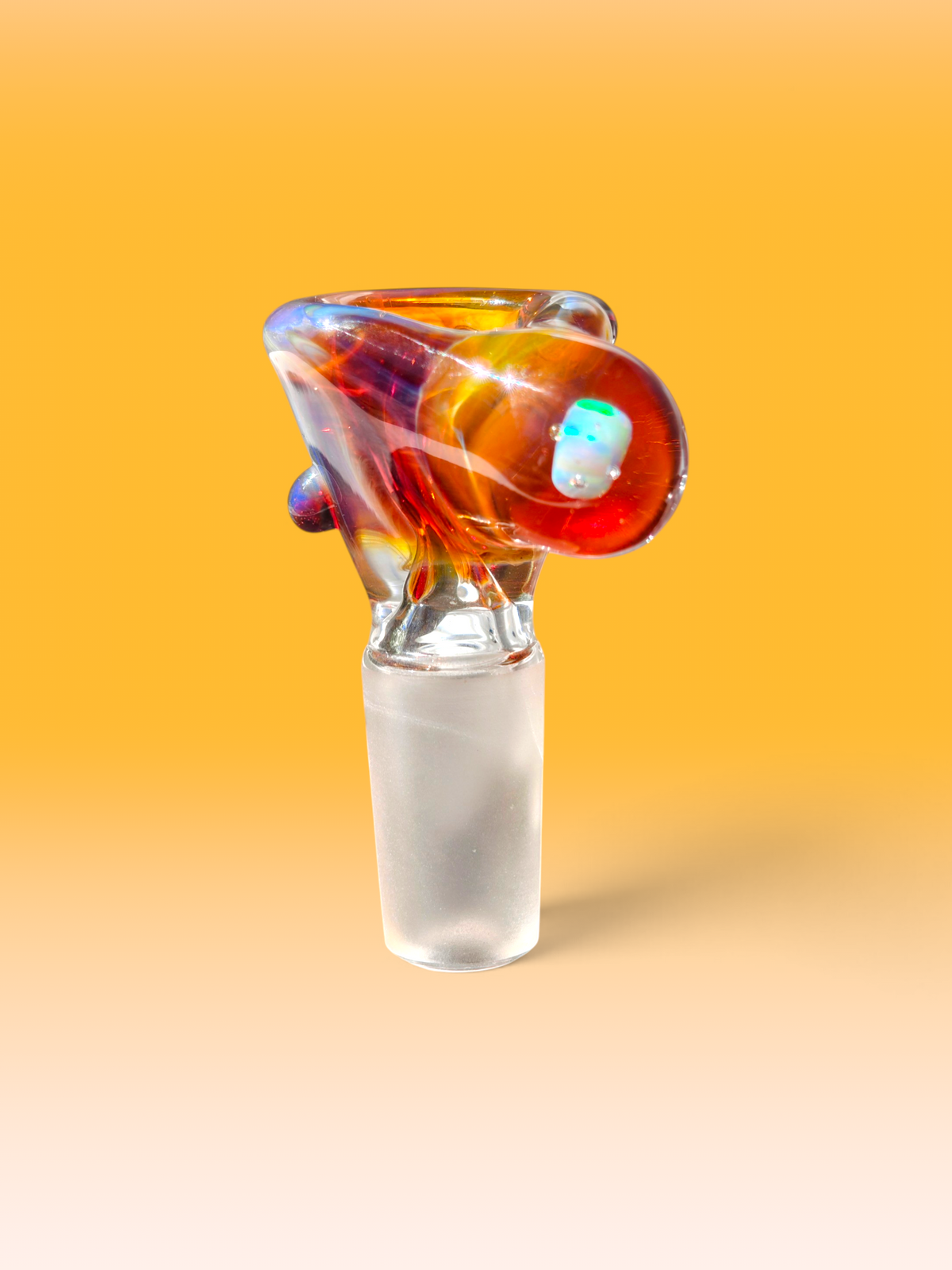 amber glass opal handled 14mm bowl with river sediment swirls