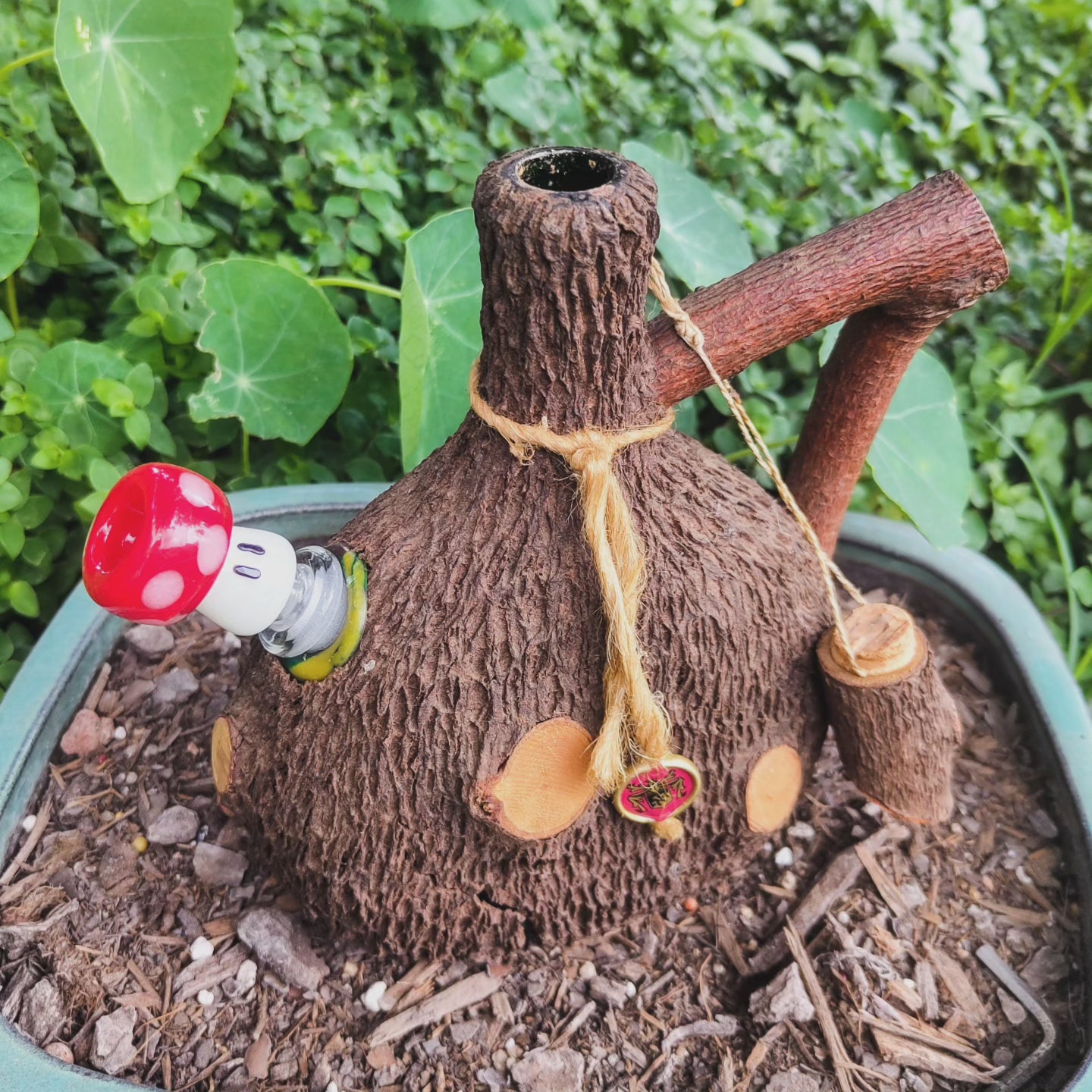 vintage rindenschmid bark decanter bong with mushroom bowl