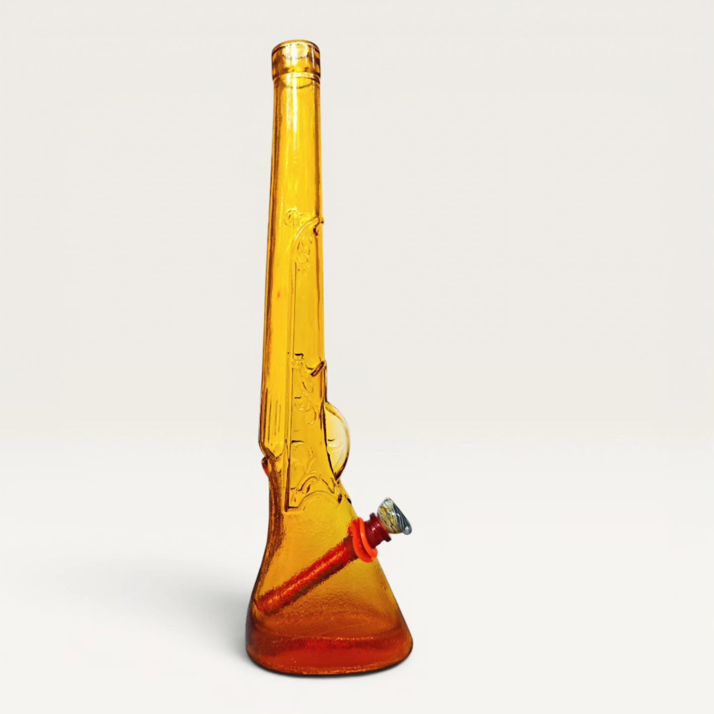 1976 vintage amber glass italian chianti rifle bong