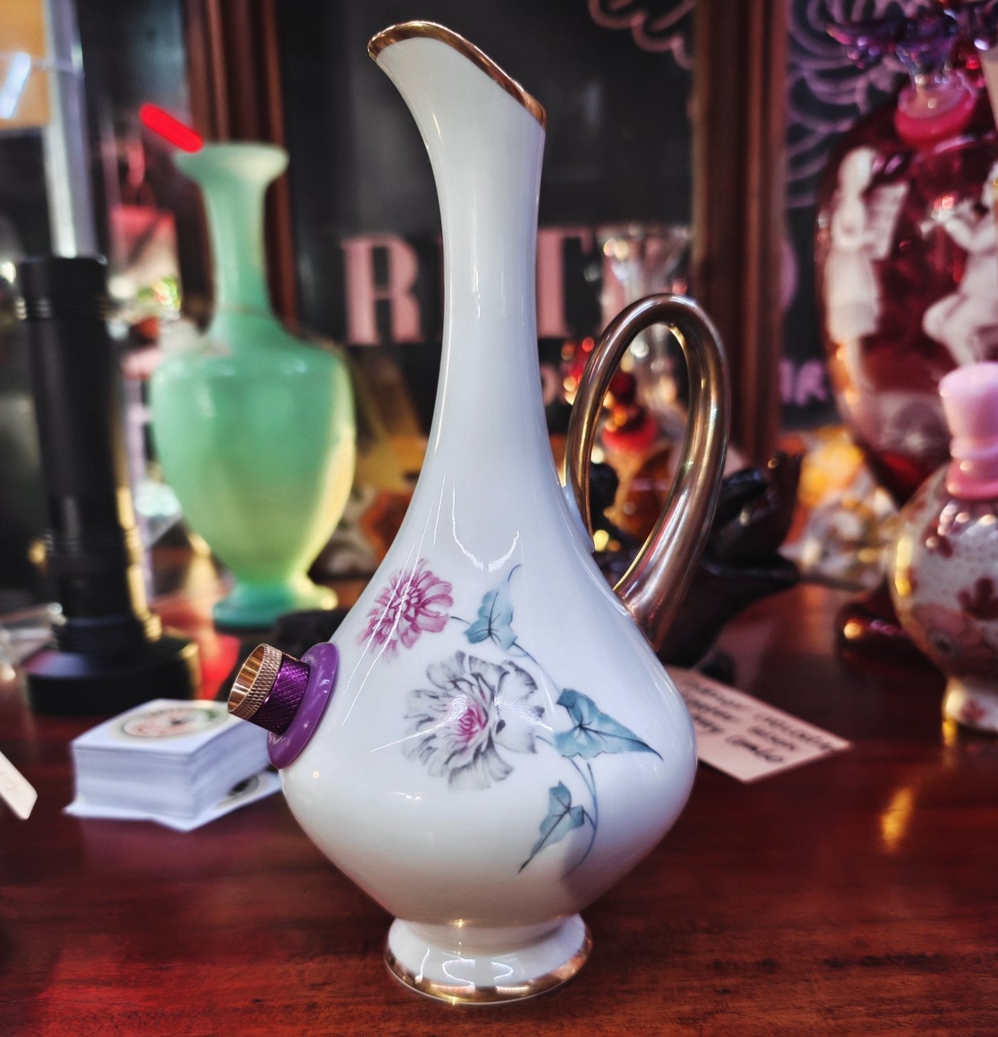 vintage western germany beauty and the beast vase bong