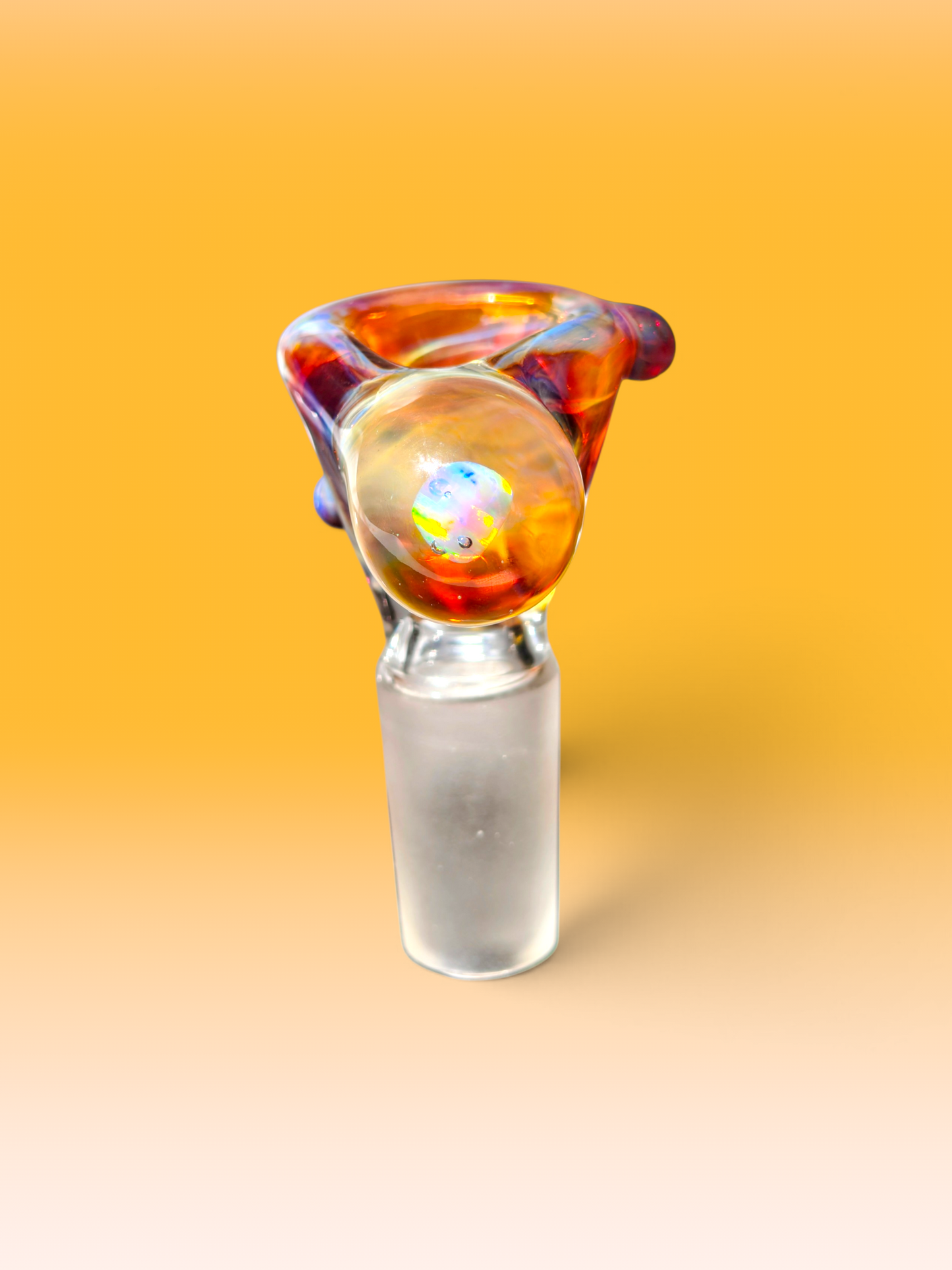 amber glass opal handled 14mm bowl with river sediment swirls