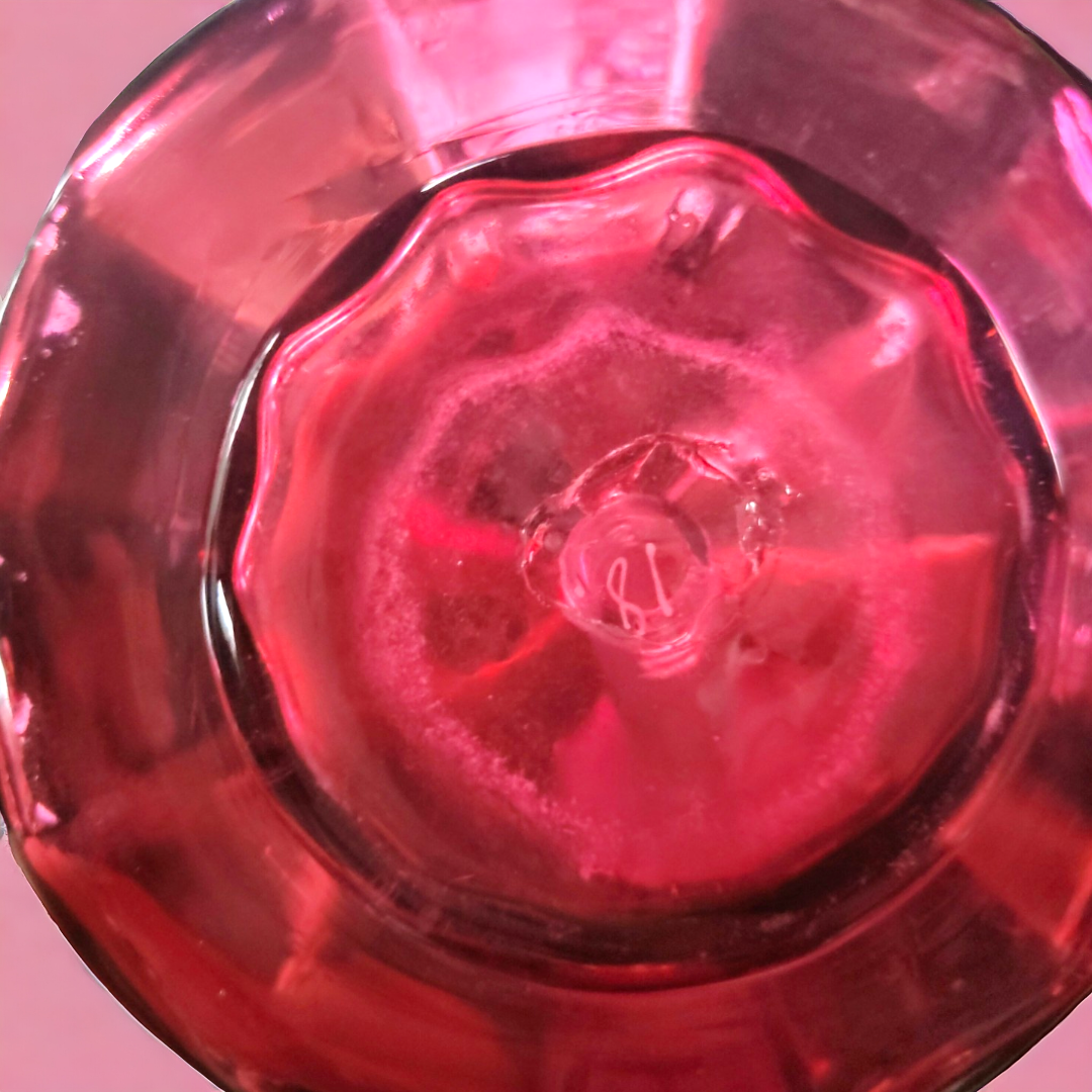 stunning antique deep pink ruby glass decanter with original stopper