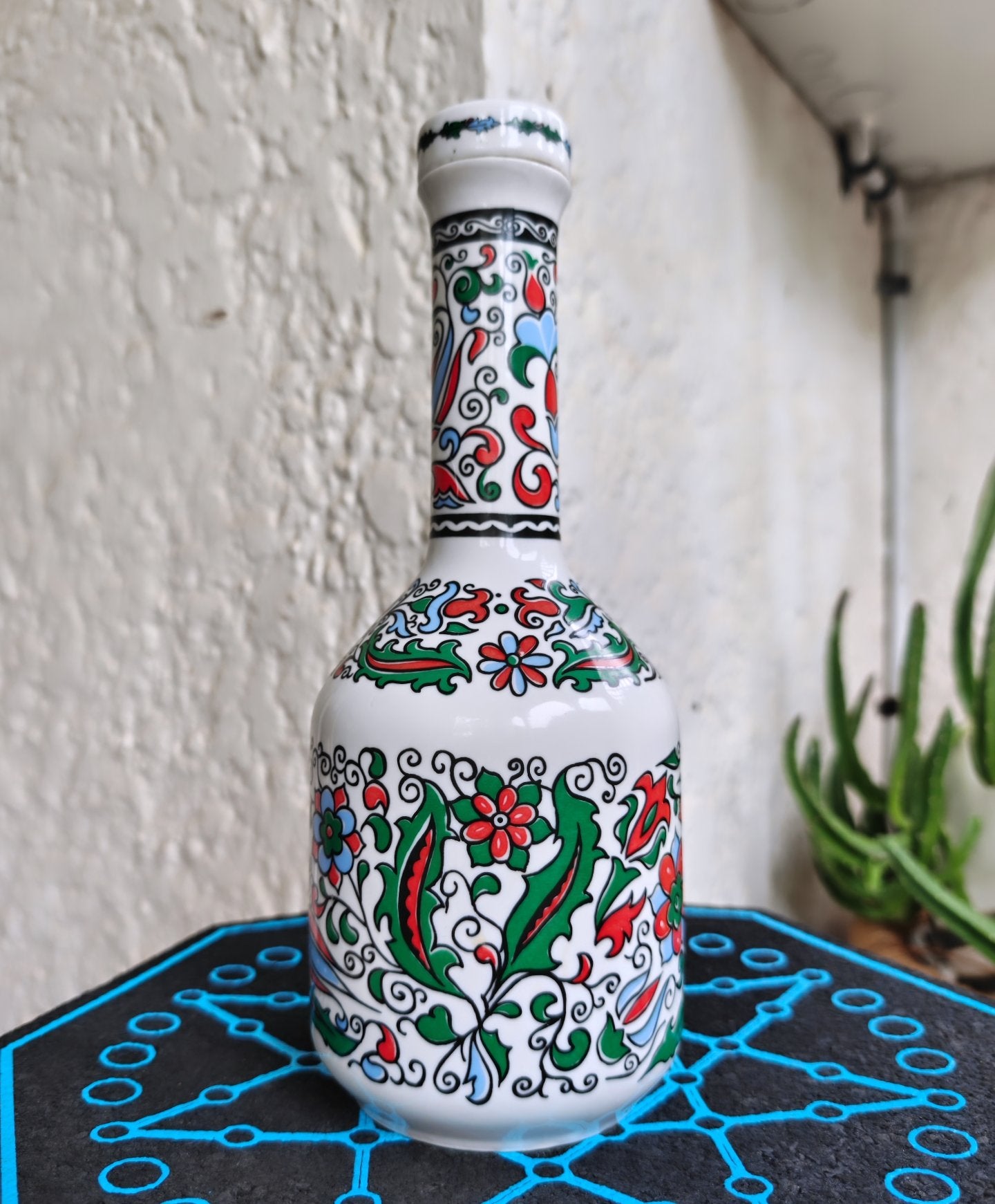 vintage greek hand painted metaxa decanter bong with glitter crescent moon coney