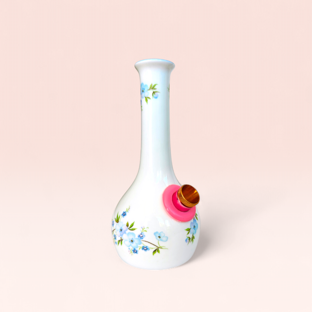 1960s fine bone china crown staffordshire 'roch garden' bud vase bong