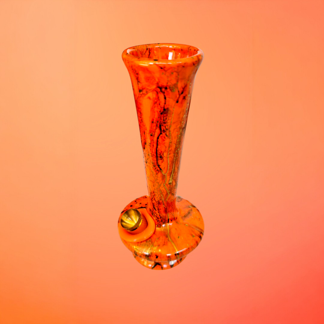 super old west german trumpet neck vase bong with splatter glaze