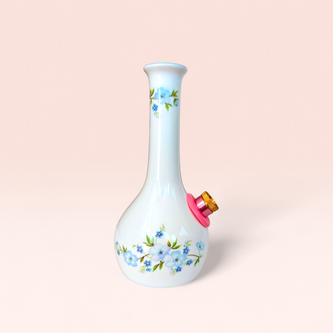 1960s fine bone china crown staffordshire 'roch garden' bud vase bong