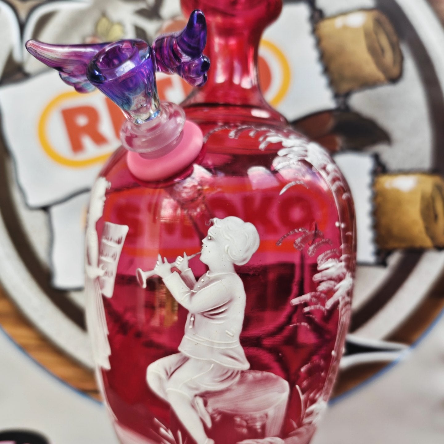 1890s mary gregory urn vase bong