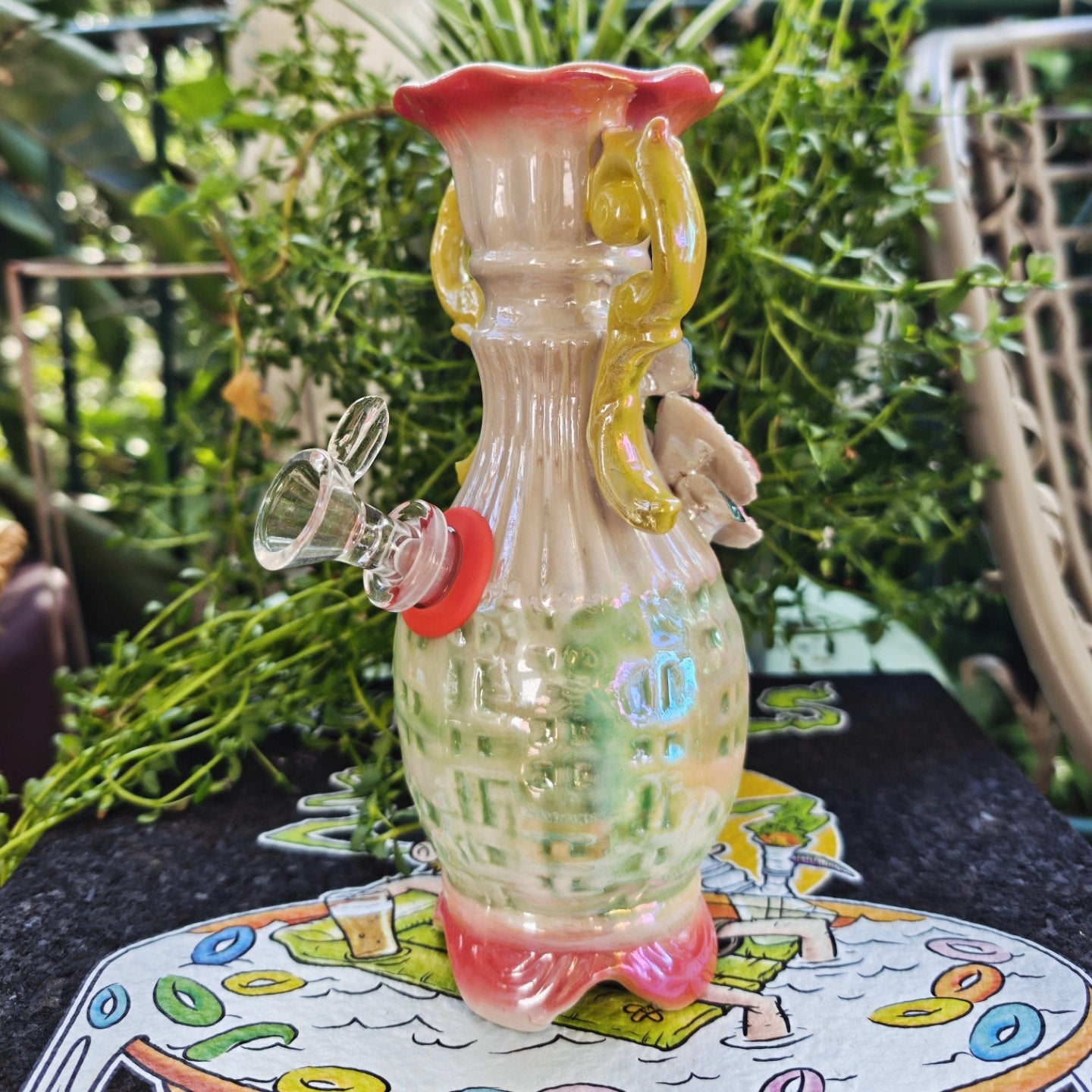 retro glitter flower super bong