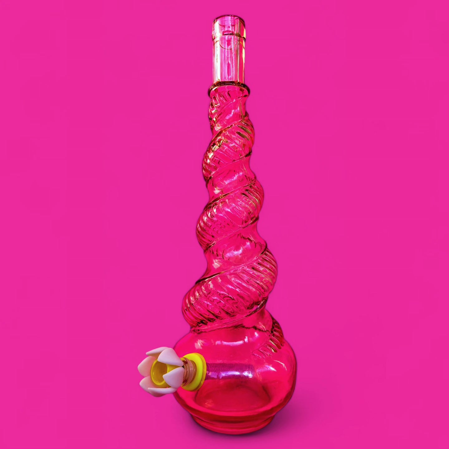 60s italian pink glass serpentine genie bottle bong