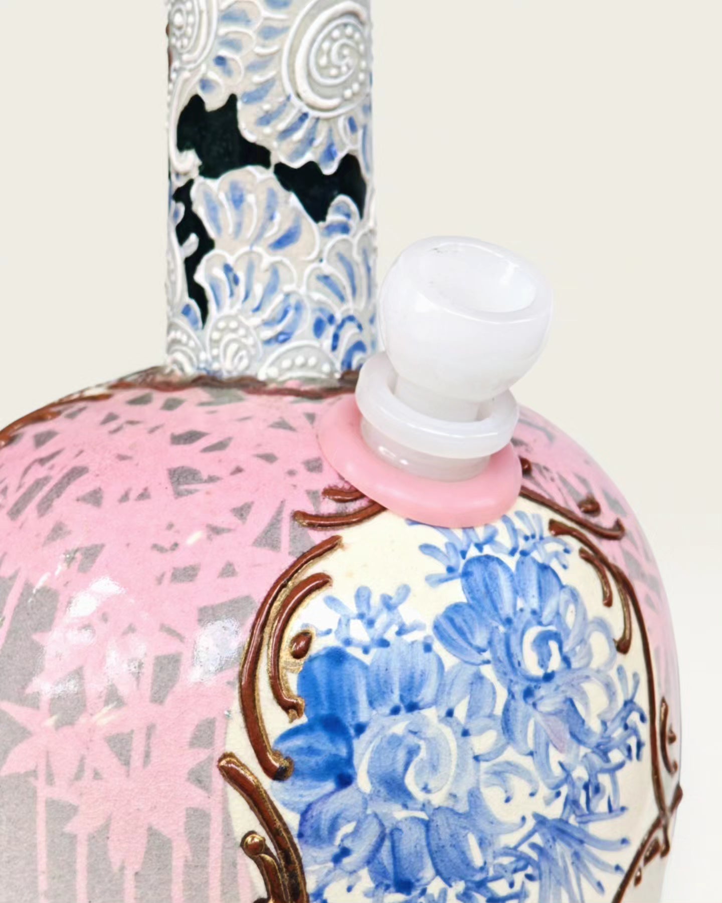 meji era japanese satsuma ceramic vase with heavy and extensive moriage bong
