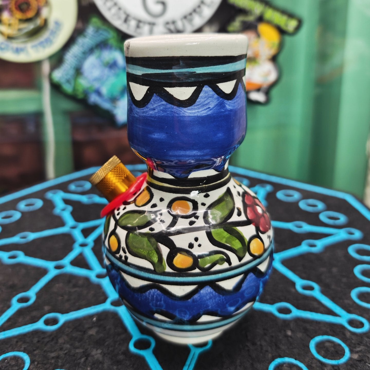 hand painted mexican bong vase