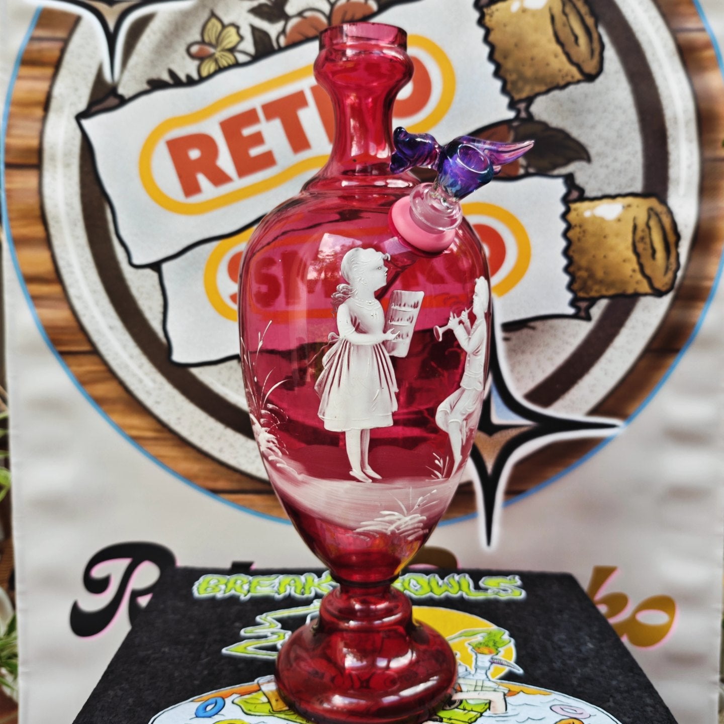 1890s mary gregory urn vase bong