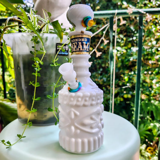 1970s regal beams milk glass decanter 2 in 1 bong