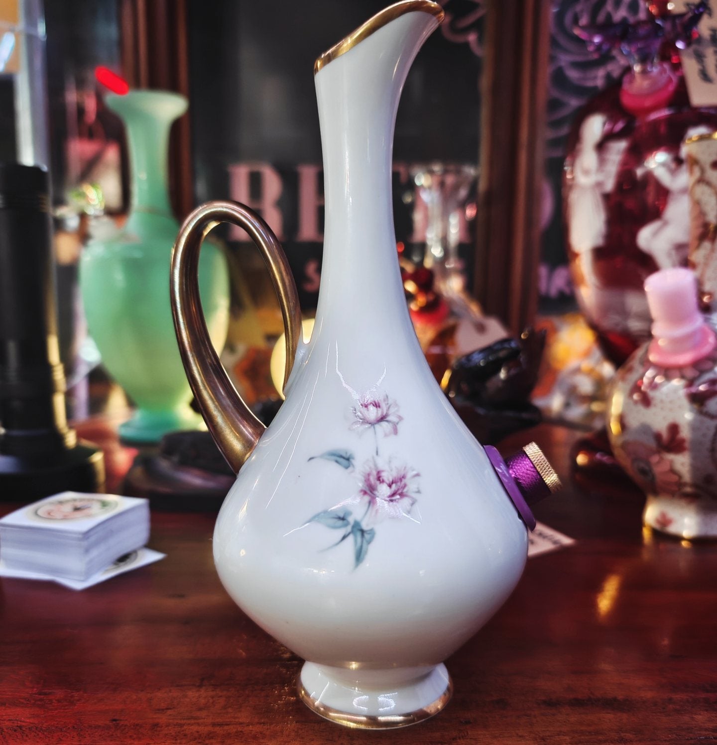 vintage western germany beauty and the beast vase bong
